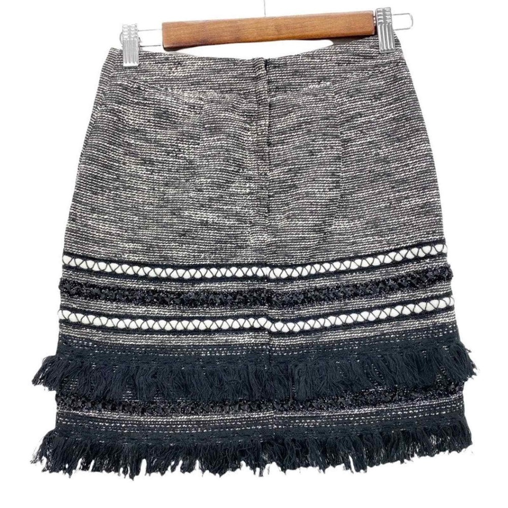 H&M black tweed fringe skirt.